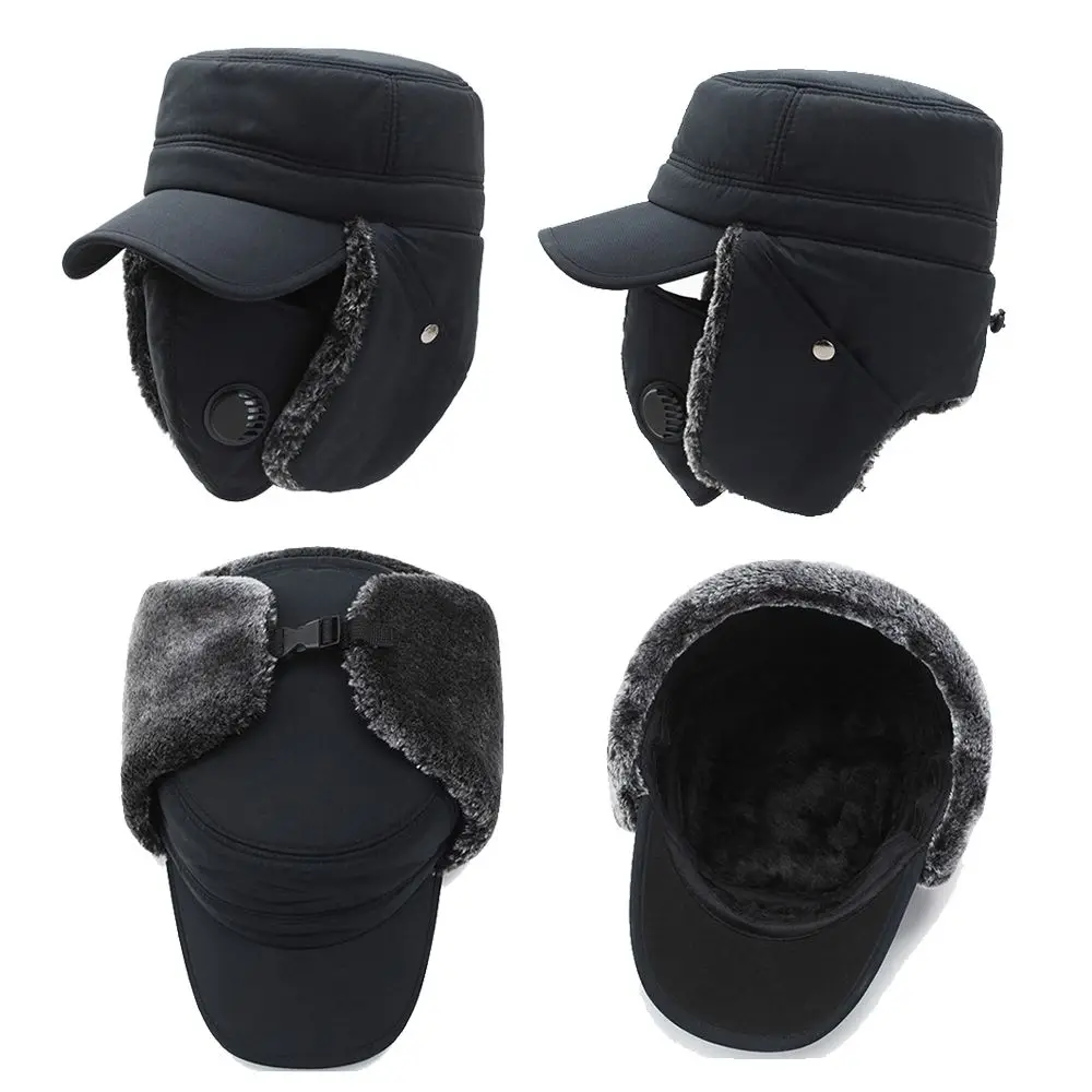 Warm Windproof Winter Men Bomber Hat Winter Ski Mask Cotton Fur Earflap Hat Sports Outdoors Earflaps Caps view 4