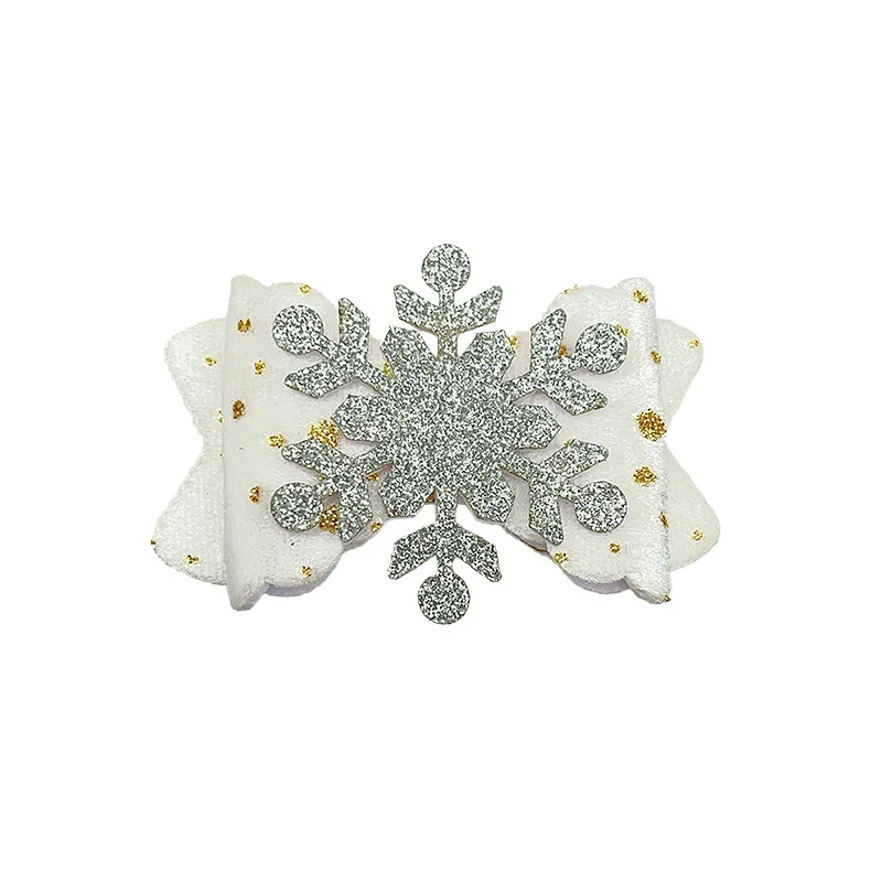 إكسسوارات شعر ندفة الثلج للأطفال لعيد الميلاد، تزيين العطلات للفتيات، أميرة، مشابك شعر بقوس لامع، حقيبة كاملة رائعة