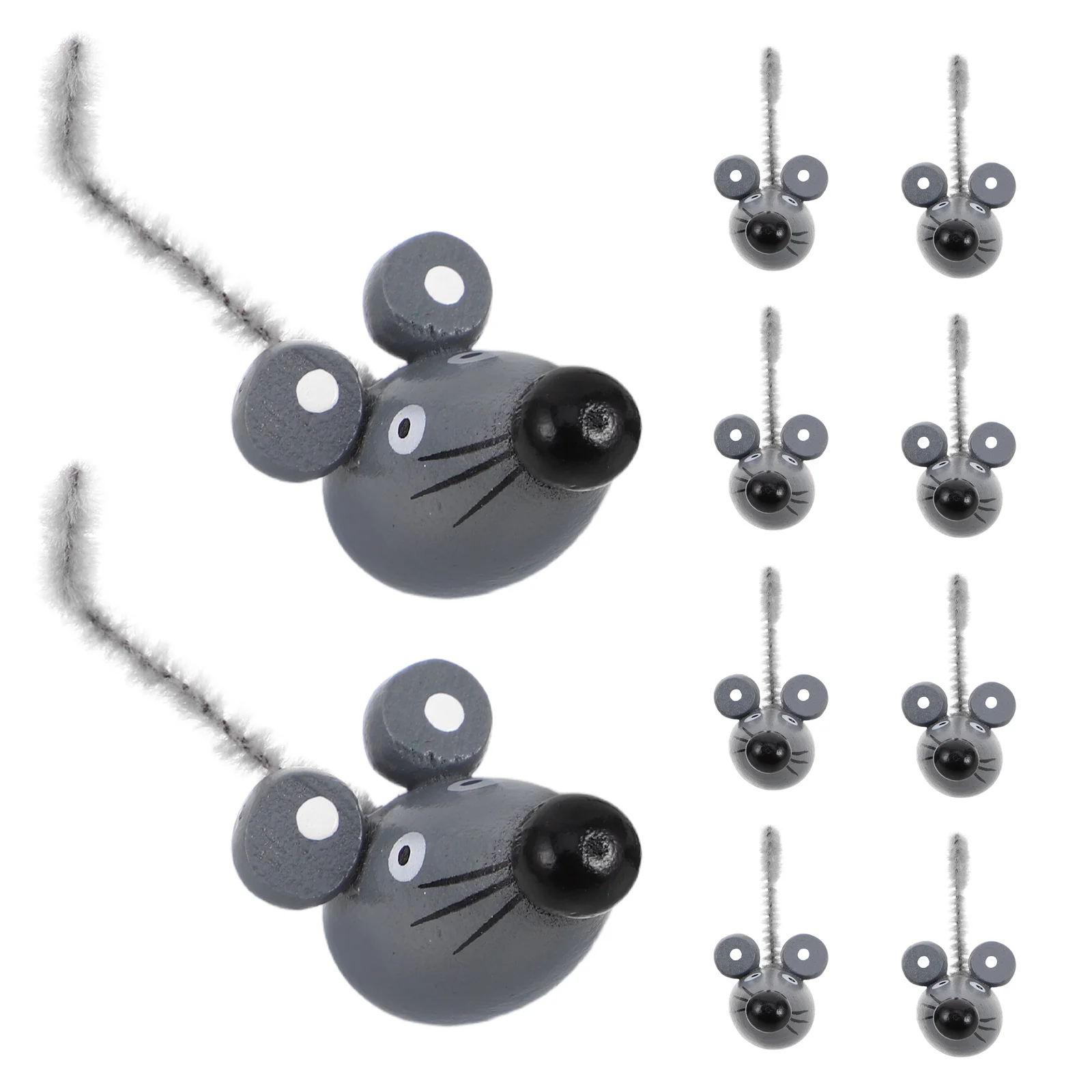 

15Pcs Creative Wooden Mouse Decor Lifelike Bendable Tail Mini Rats Figurines for Shelves Workspaces Kids Playrooms Halloween