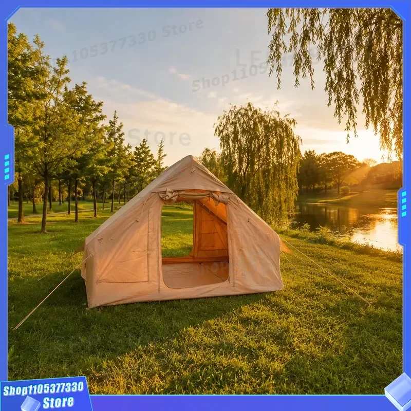 3-4 Person Inflatable Tent 6.3sqm Standard Air Column 210D Oxford 300x210x200cm Khaki Family Portable Easy Build Glamping