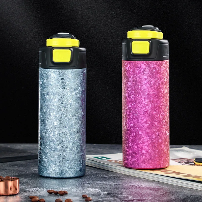 460ml Pure Titanium Thermos Cup With Straw And Handle,Double-layer Vacuum Flasks,Antibacterial Drinkware,Outdoor Water Bottle