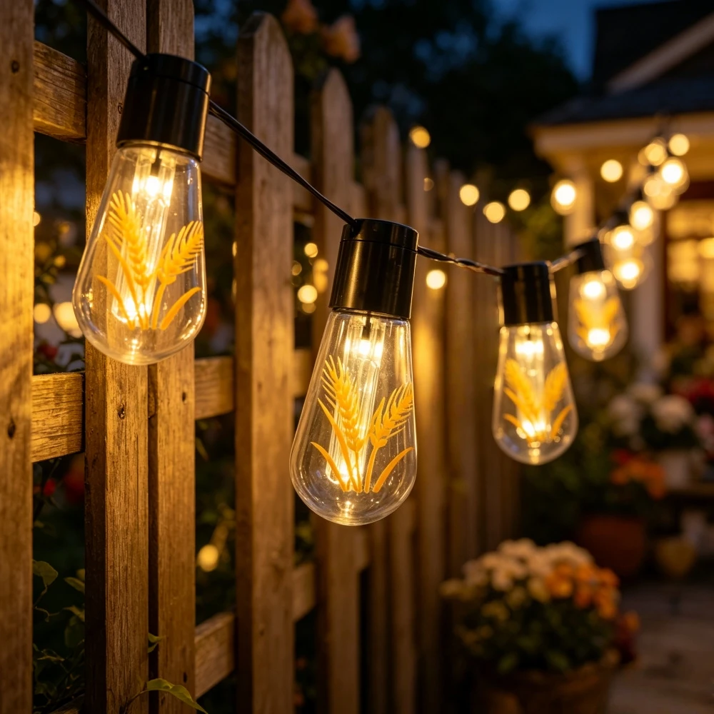 5M/8M Solar Wheat Ear Papaya Light String, Outdoor Waterproof LED Courtyard Light, Used For Fence Courtyard Garden Decoration