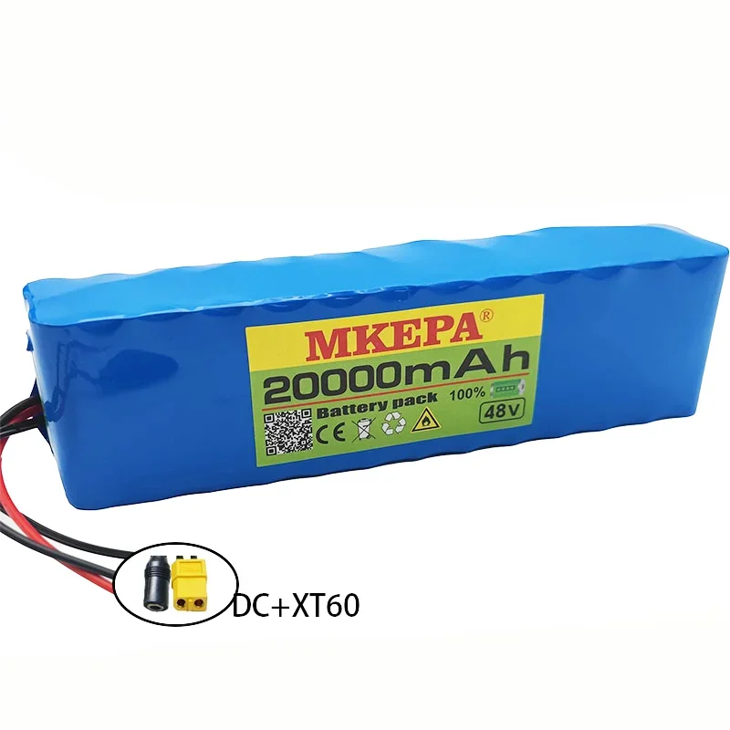 48V 20Ah 18650 li-ion battery pack 13S2P 1000W high-power battery, suitable for 54.6V 250W 350W 500W electric bicycle motor kit