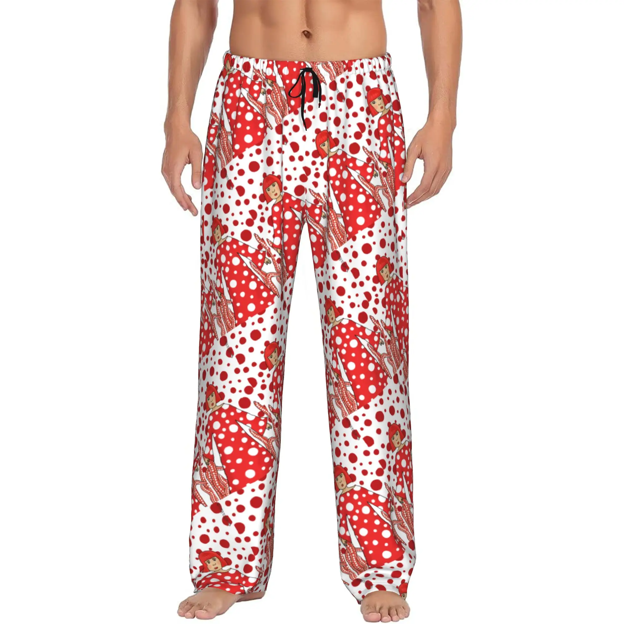Custom Printed Men's Yayoi Kusama  Pajama Pants Aesthetic Polka Sleepwear Sleep Lounge Bottoms with Pockets