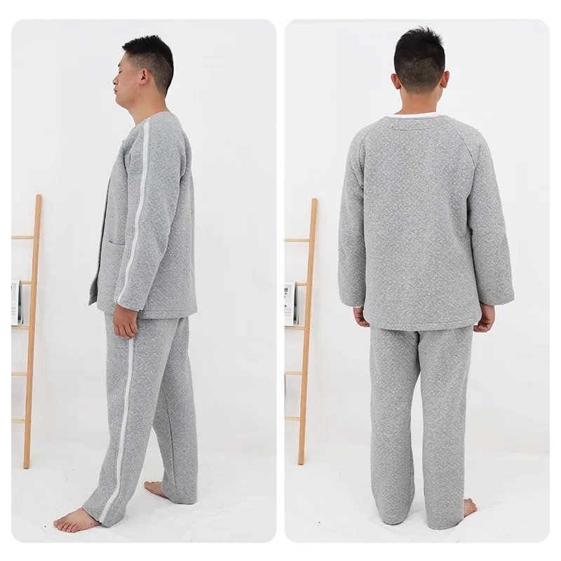 

Easy Wear Post Surgery Gown for Elderly Warm Fall Care Clothes for Bedridden Broken Leg Arm Patients