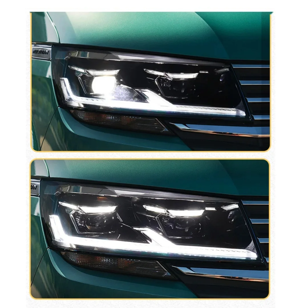 Kit di fari anteriori a LED per la personalizzazione dell’auto, compatibile con VW Caravelle T6.1, modelli 2019, 2020, 2021 e 2022, con lente proiettore e indicatori di direzione dinamici.