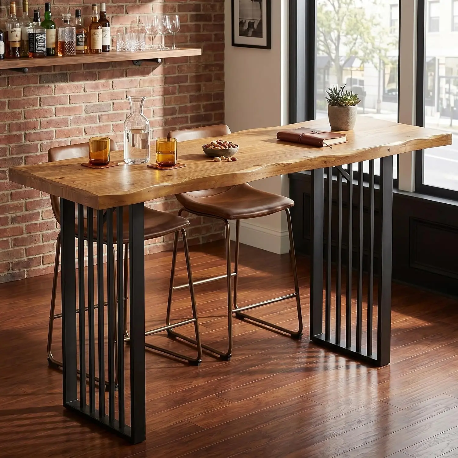 Rectangular Counter Height Pub Table for Home Bar, Kitchen, Dining Room, Bistro; Seats 4-6 people; Easy Assembly