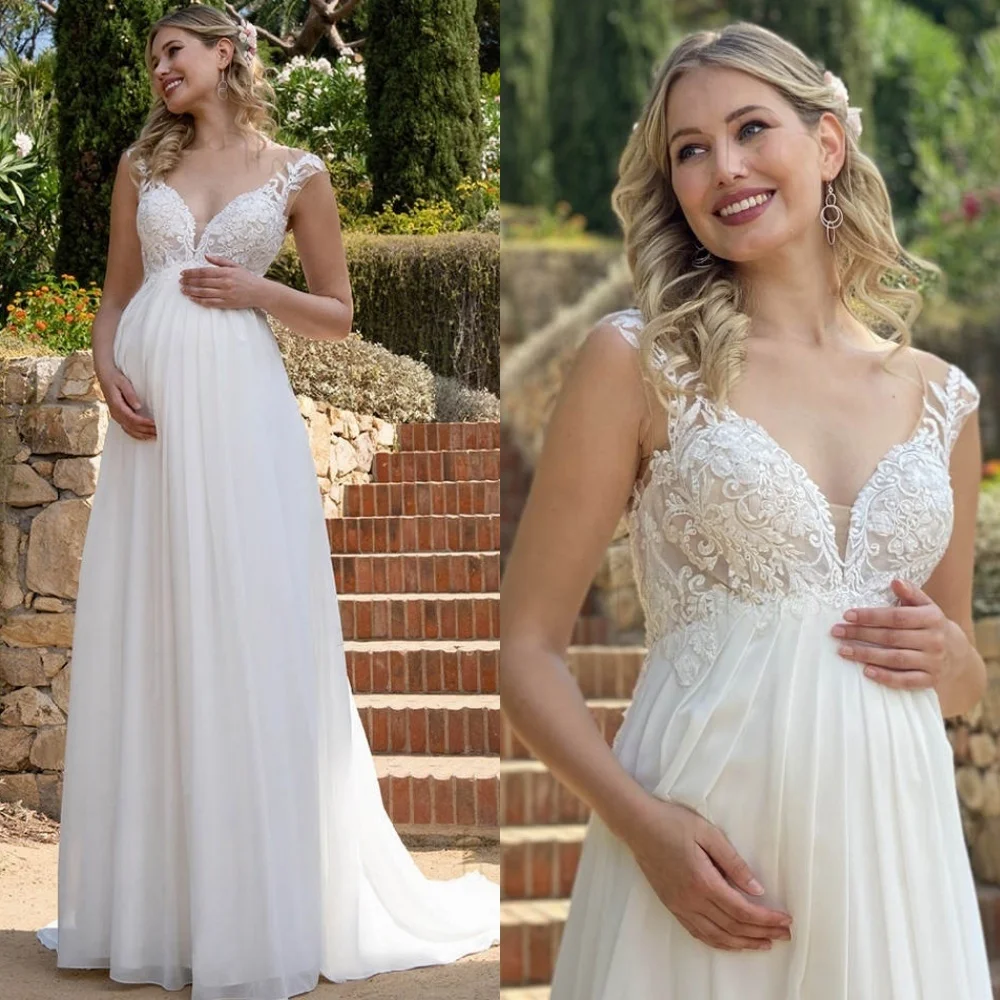 

Customized Classic White Wedding Dresses Elegant V-Neck Heavy Industry Wedding Dresses Backless Open Back Special Occasion Gowns