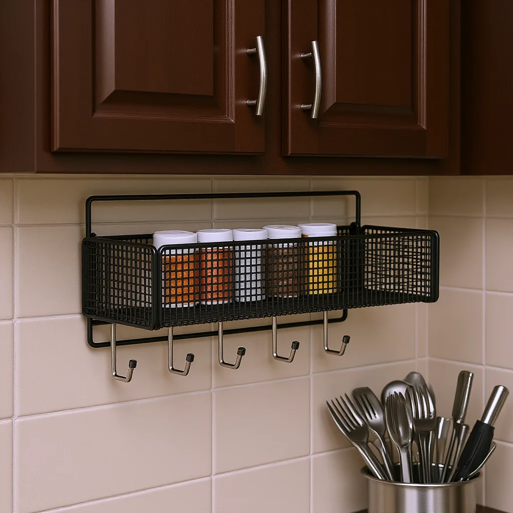 No Drilling Storage Basket Waterproof Wall Organization Basket Hanging Storage Rack Rust-Proof Carbon Steel Wall Rack For Living