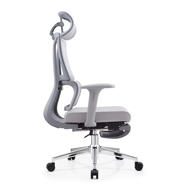 White frame mesh chair modern ergonomic design with cushion and pedals