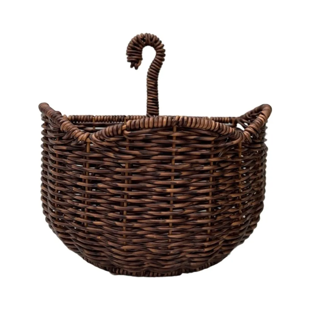 Semicircle Rattan Wall Basket with Umbrella Handle for Keeping Frequently Used Items Within Easy Reach and View