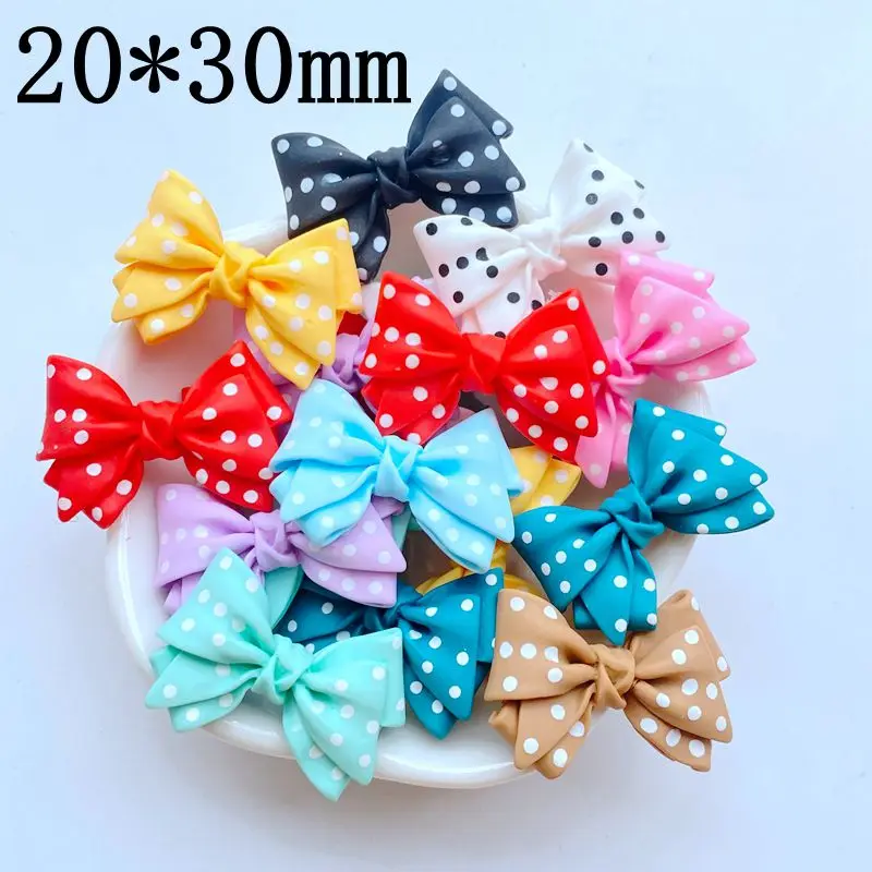 10Pcs New Cute Mini 20*30mm Spotted Bowknot Flat Back Resin Scrapbooking DIY Jewelry Craft Decoration Accessorie