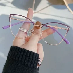 Lunettes anti-lumière bleue pour hommes et femmes, monture œil de chat rétro, lecture d'ordinateur, lentille transparente, lunettes simples pour femmes, nouvelle mode