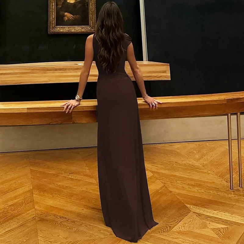 Talenza Fashion Bandage Long Dress Summer Sexy Mesh Strapless Pleated Dress Elegant Sleeveless See Through Women Evening Dresses