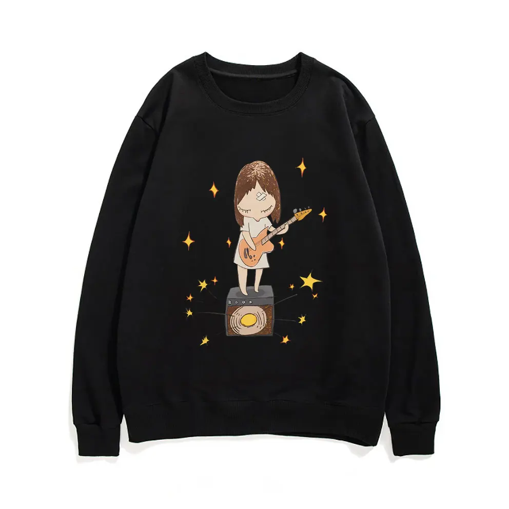 Yoshitomo Nara Guitar Gurl Print Sweatshirt Men Women Fashion Oversized Pullover Unisex Casual Fleece Cotton Cartoon Sweatshirts