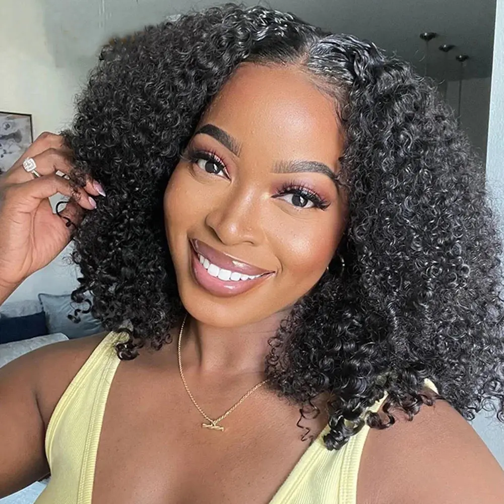 

100% бразильские человеческие волосы Remy, курчавые вьющиеся 4x4, швейцарский короткий парик с кружевной застежкой и черными женщинами