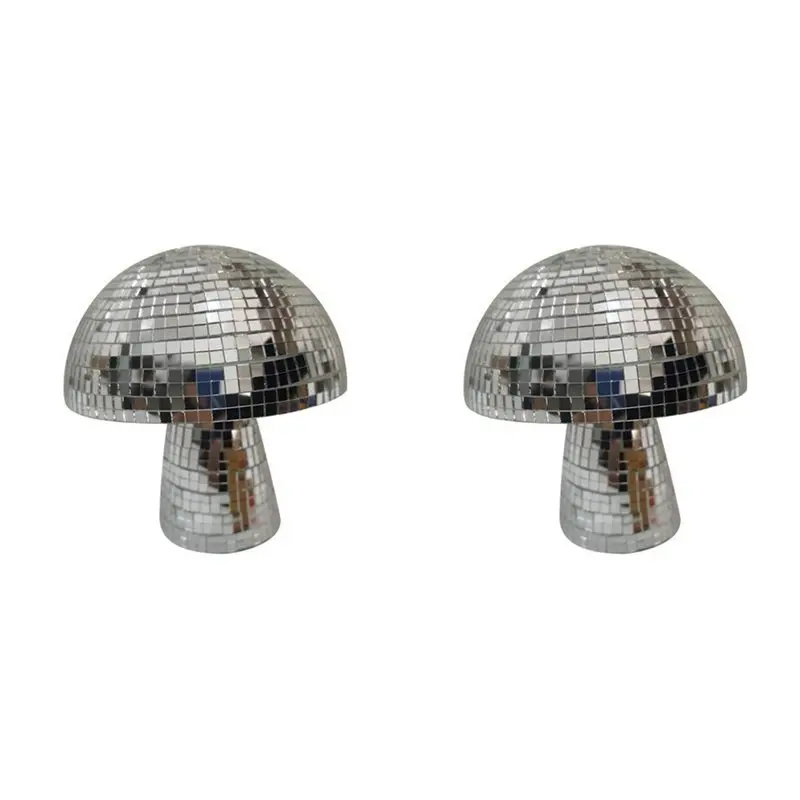 

【ОРНАМЕНТ】2 шт. 5-дюймовые декоративные зеркальные шары в форме гриба для спальни, эстетичные ретро-отражающие грибы