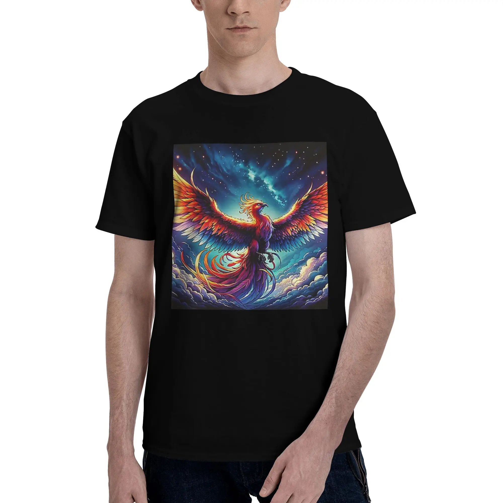 

Colorful Majestic Phoenix 100% Cotton T-Shirt Men'sClassic T Shirts Men Round Neck Short Sleeve S-6XL
