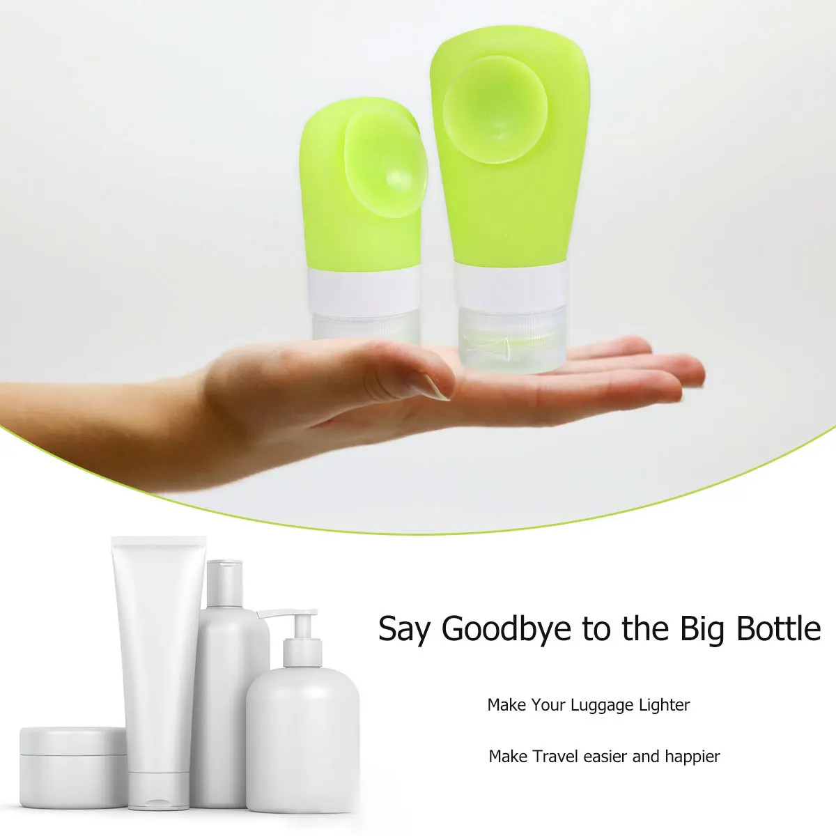 

2pcs Silicone Travel Bottles Leakproof Containers Refillable Lotion Storage Emulsion Sub Packaging 38Ml 60Ml Light