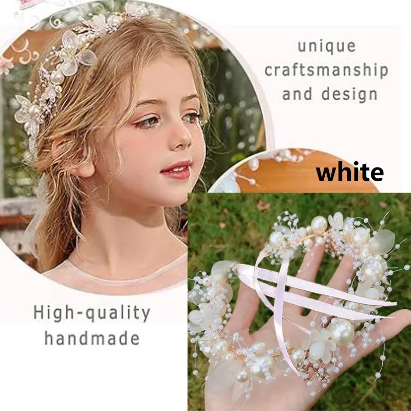 

Fairy Princess Flower Crystal Headpiece Girls Rhinestion Pearl Headband Coronas De Flores Para Niñas Princesa Tocado Novia Tiara