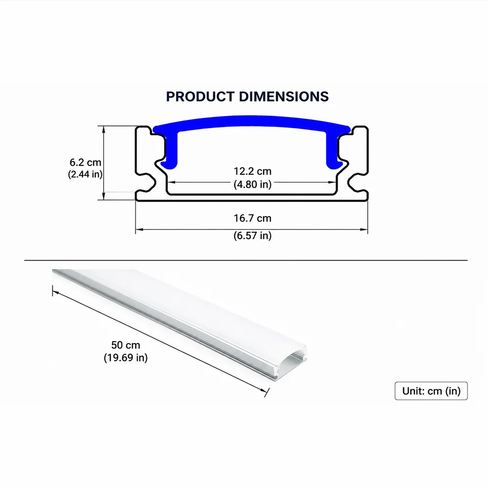 50cm U-shaped Perfil Aluminio Led Corner Aluminium Profile Channel Holder for LED Strip Light Bar Cabinet Lamp Kitchen Closet