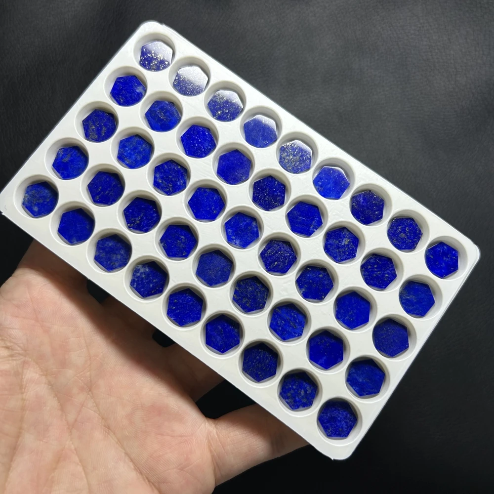 50 Pieces 1 Bag Hexagon Shape Double Flat Bottom 17x1x7x2mm Natural Dark Blue Lapis Gemstone