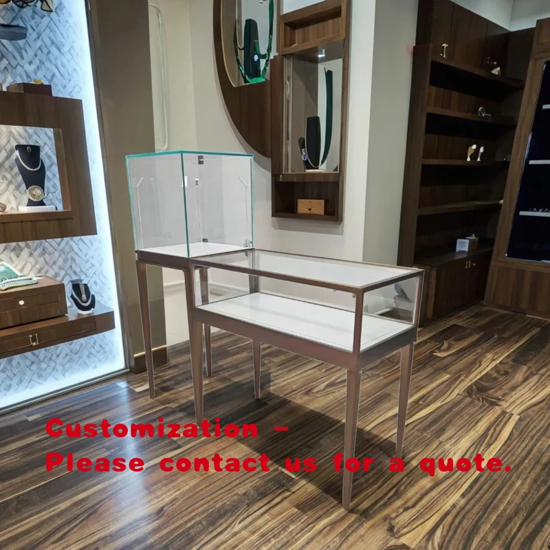 

custom.Luxury Jewelry Store Furniture Stainless Steel Waterproof Jewelry Counter Display LED Lights Showc