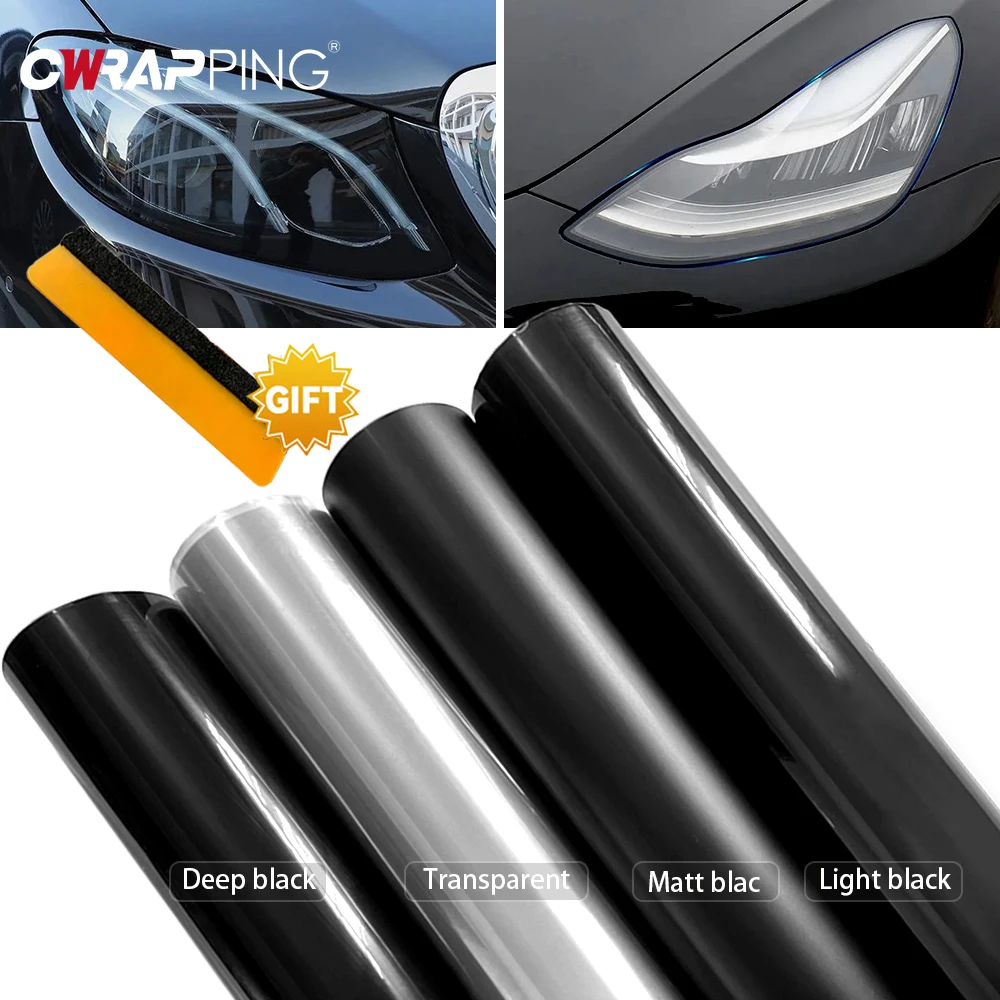 Scheinwerfer Rücklicht Vinyl-Folie Glänzende Transparente Lichtschwarz Rauchgraue PVC-Folie Tönungsfolie Aufkleber Panzerfolie für Autos