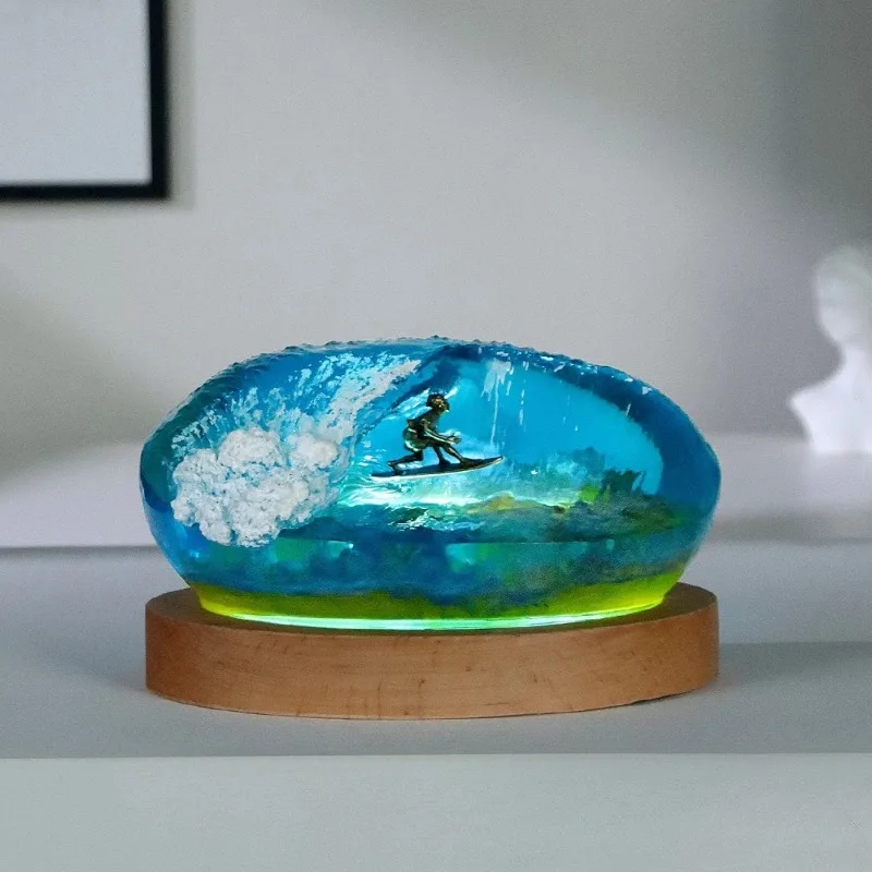 Ocean resin night light ornament landscape surfing creative crafts