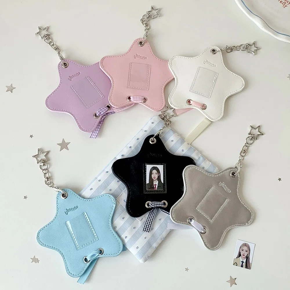 Cute Display Case Star Badge Holder Transparent PVC Badge Holder Waterproof Photo Card Holder Backpack Decoration