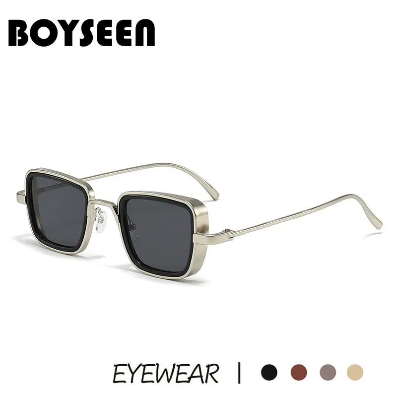 BOYSEEN Vintage Metal Steampunk Sunglasses Men Women Sun Glasses For Men Women Stylish Retro Brand Shades Male Female UV400
