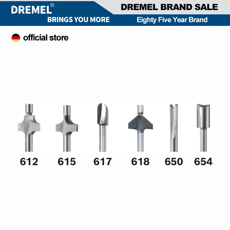 Dremel 6Pcs Wood Milling Cutter Router Accessories Set Electric Mill Engraver Drill for Carving Slotting