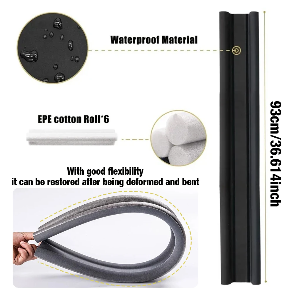 93*10cm Waterproof Seal Strip Draught Excluder Stopper Door Bottom Guard Double Silicone Rubber Seal Dustproof Soundproof