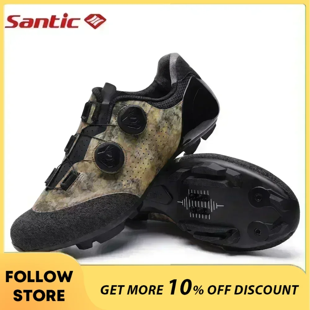 

Santic MTB Cycling Shoes Men Carbon Fiber Sole Wear Resistant Professional Racing Riding Sneakers Auto-lock Buckle Bicycle Shoes