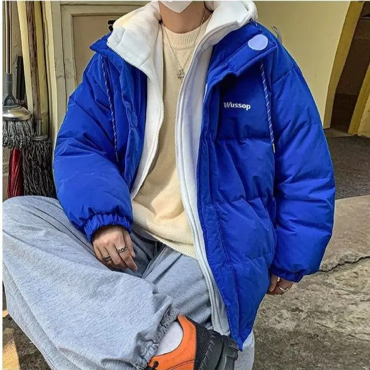 معطف شتوي للرجال من Thiened Fce مبطن بالخبز من القطن Jaet Harajuku Sle ملابس خارجية بسيطة قابلة للتنفس تناسب طويلة... #4