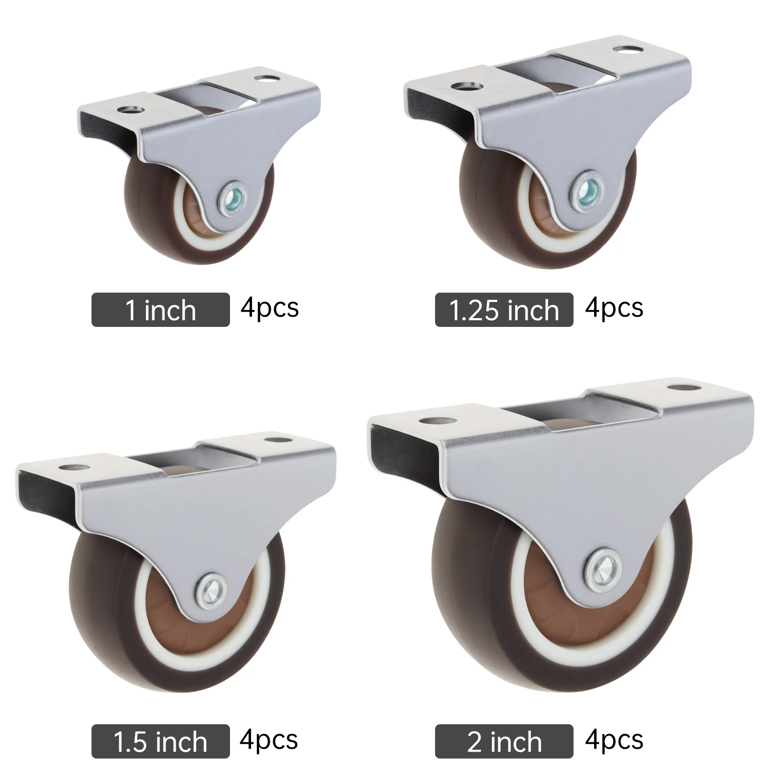 4pcs 1 inch/1.25 inch/1.5 Inch/2 inch Universal Casters Furniture Wheel Caster Silent Trolley Wheels for Sofa Chair Table