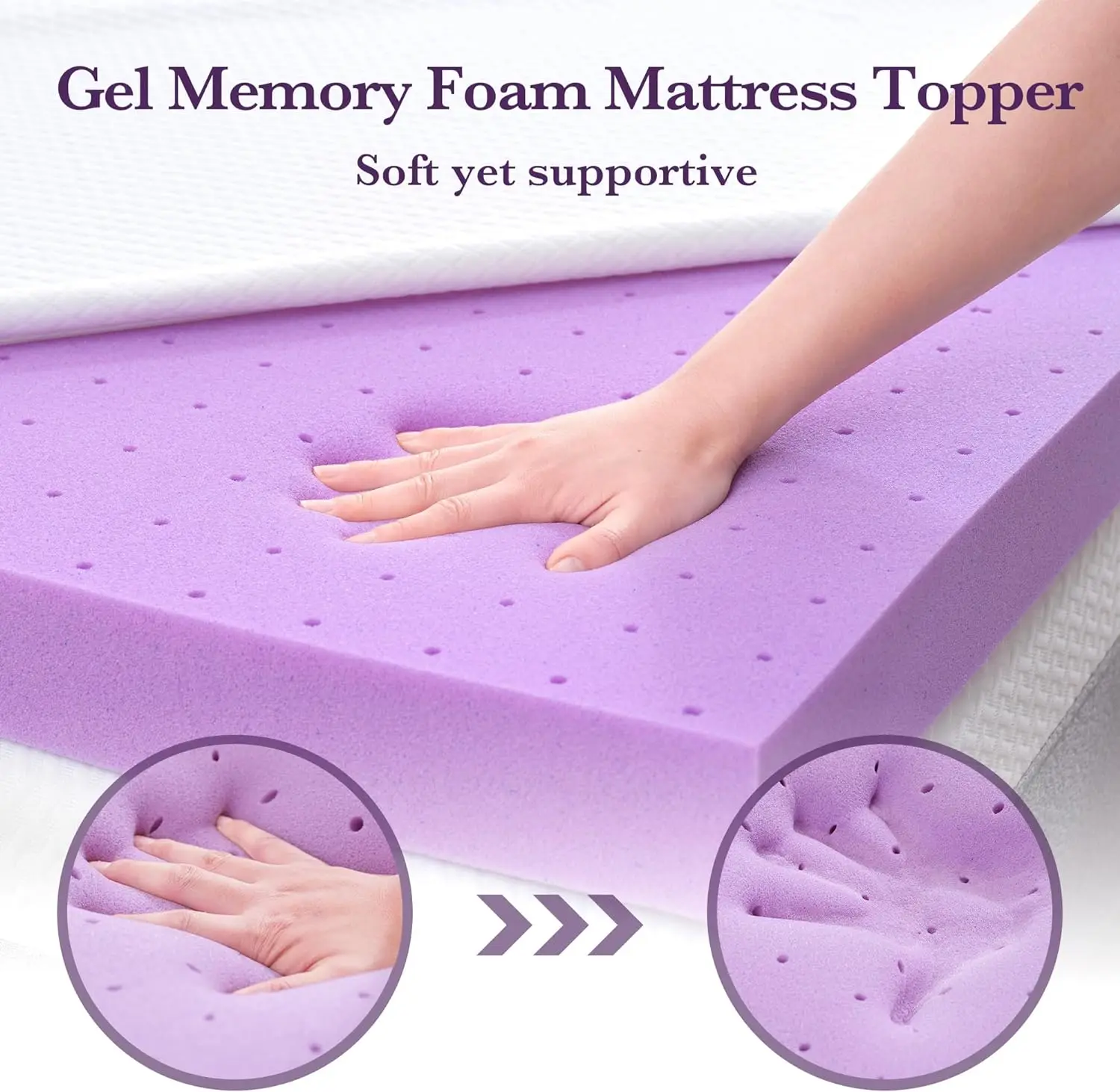 SINWEEK 2 Inch Gel Memory Foam Mattress Topper with Cooling Cover Ventilated Soft Mattress Pad, Bed Topper, CertiPUR-US