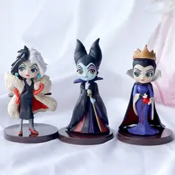 8cm 3pcs/Set Disney Q posket Petit Villains Descendants 2 Maleficent Cruella de Vil Queen Action Figure Model Gift Toys