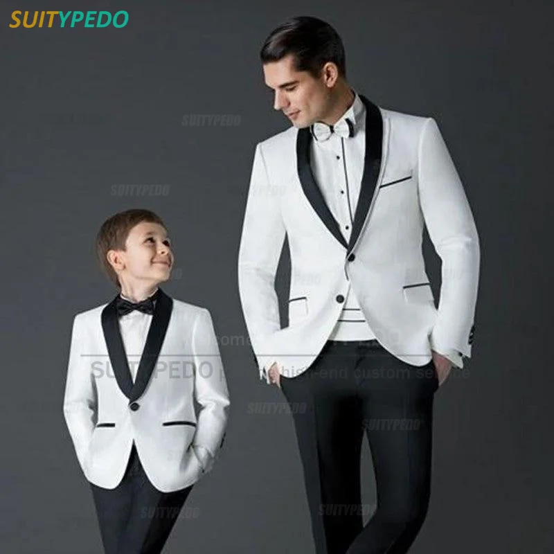 Boys Black White Wedding Suit Kids Formal Blazer Clothing Set Gentleman Children Day Graduation Chorus Performance Dress Costume