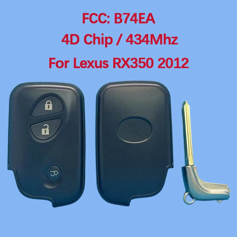 

CN052039 Aftermarket 3 Button Smart Key Fob 433MHz FCC 89904-48641 4D Chip For Lexus RX350 2012