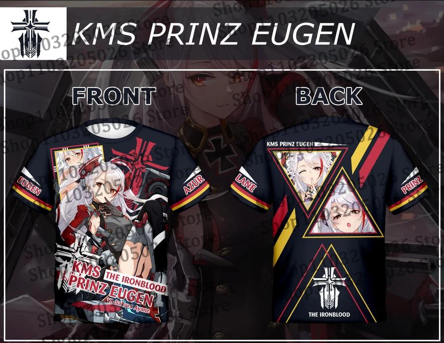 IJN Akagi Game Azur Lane All Role Playing T-shirts 3D KMS Prinz Eugen Print Kid Anime Tees Summer Men Women Short Sleeve Y2k Top