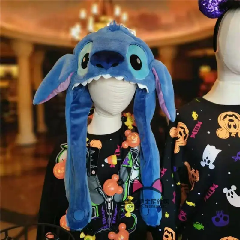 Disney Genuine Lilo & Stitch Plush Hat 2023 New Cute Couple Air Cushion Hat With Ears Sway Fashion Cartoon Warm Hat Casual