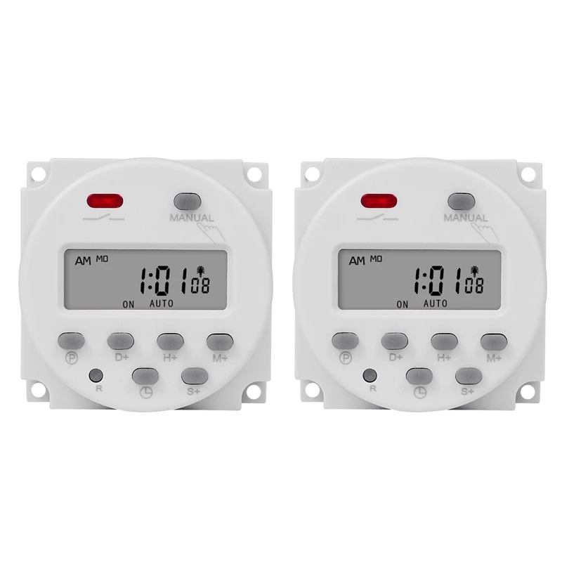 2X SINOTIMER 1 Second Interval 220V Digital LCD Timer Switch 7 Days Weekly Programmable Time Relay Programmer CN101S