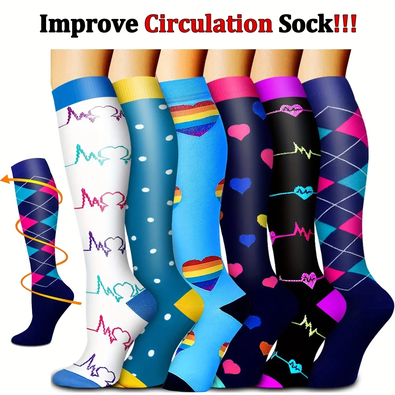 

4/6/7/8 Pairs Copper Compression Socks For Women & Men Circulation Better Blood Flow Best For Medical Running Nurses Hiking