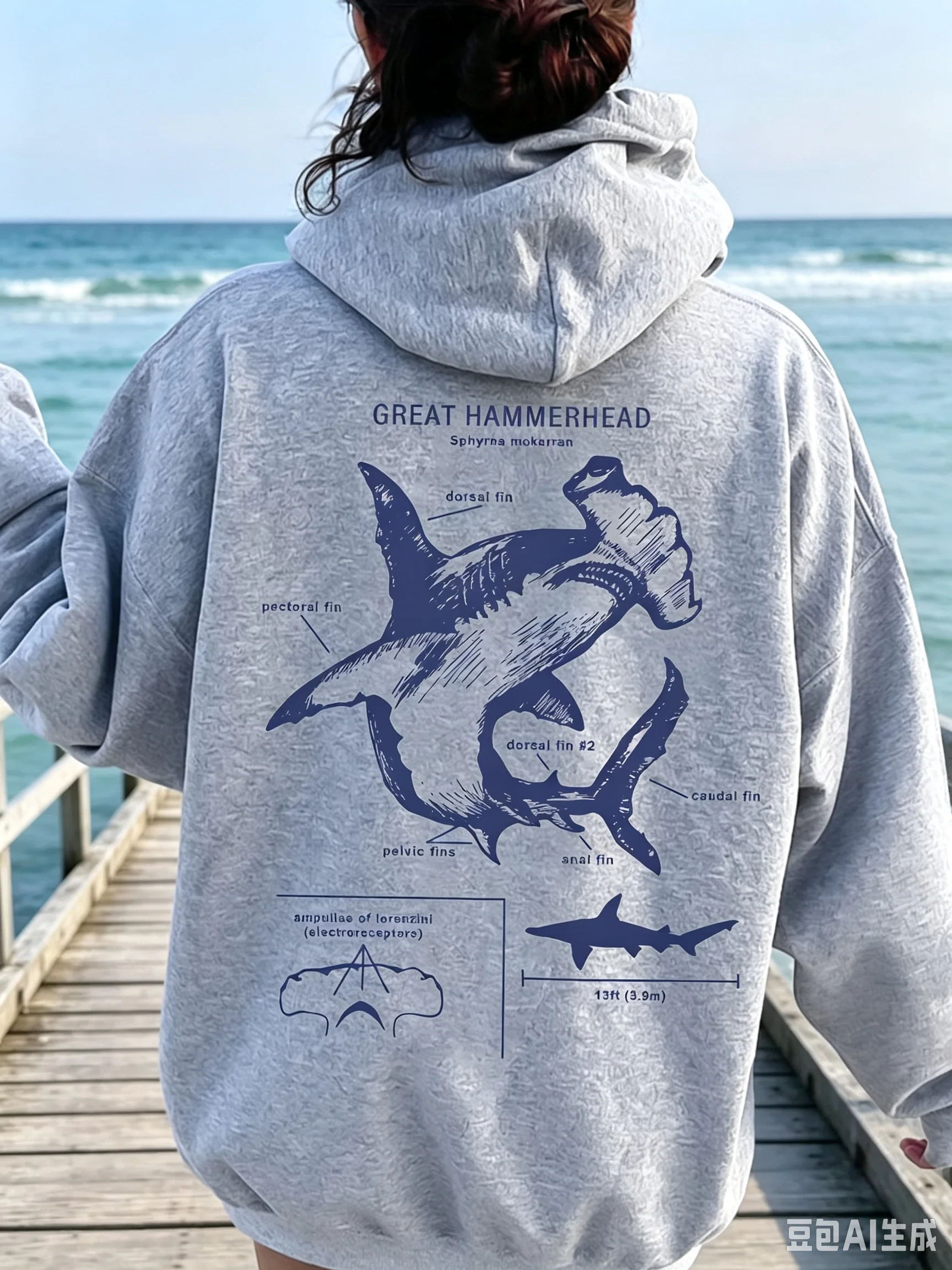Women'S Casual Hoodie with Shark Print Featuring Animals Sweatshirt Pullover Vintage Trendy Hoodies