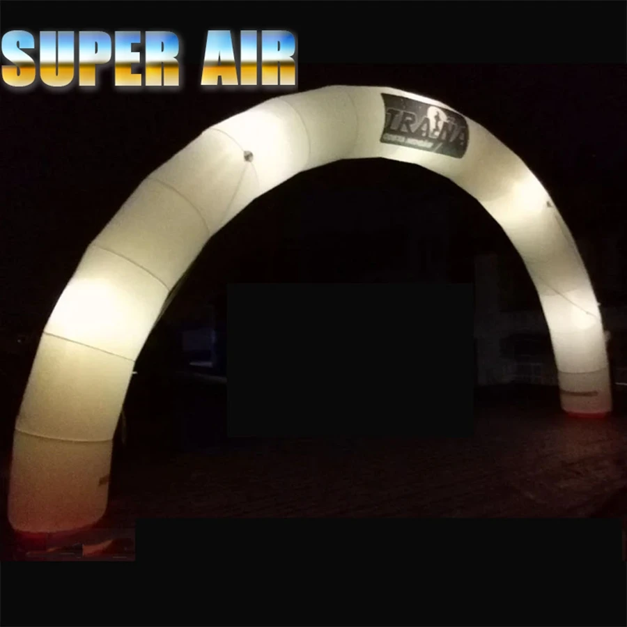 Arco inflable redondo multicolor de arco iris, tela Oxford personalizada profesional, iluminación para exteriores