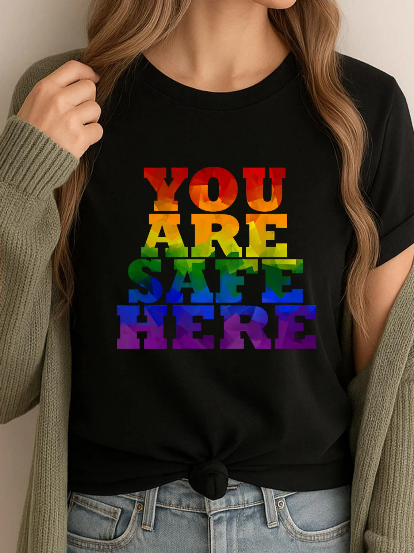 

Safe Space Vintage T Shirt Men Limited Time Special Men's Clothing 2025 Graphic Tees Mens Simple Letter Printed Tshirt