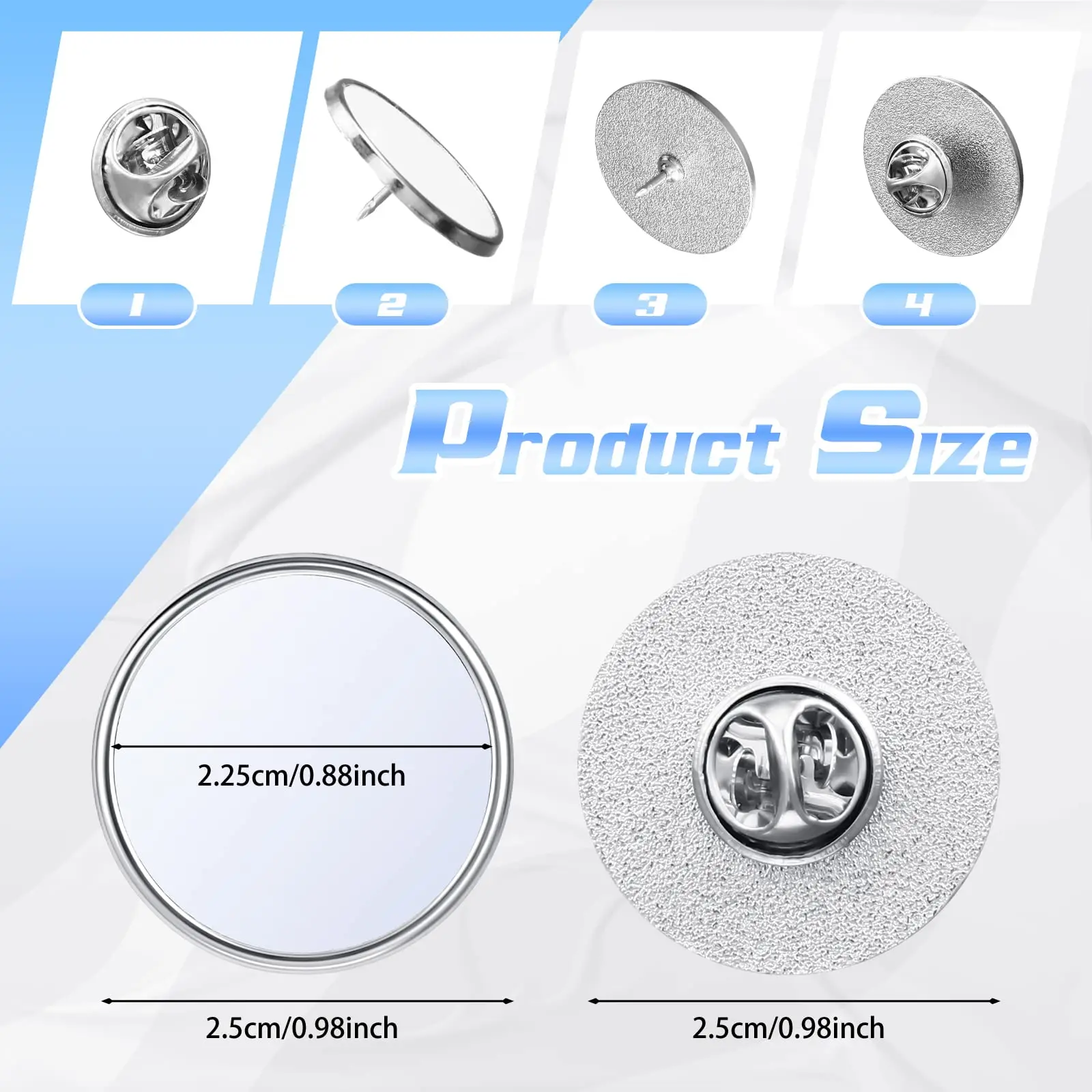 10/20pcs Sublimation Pins Zinc Alloy Round Bulk Buttons Blank Badge Kit with Silver Gold Colors for DIY