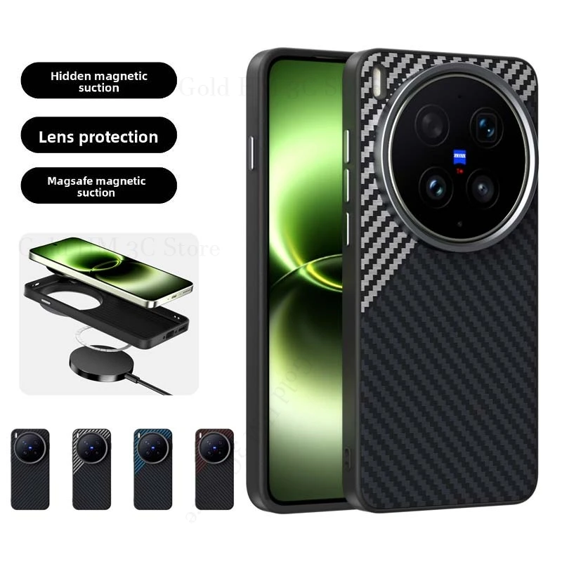 Kevlar Carbon Fiber Phone Case For vivo X300 Ultra For Magsafe Magsafing Cover For Vivo X300S X300 Pro Wireless Charging Coque