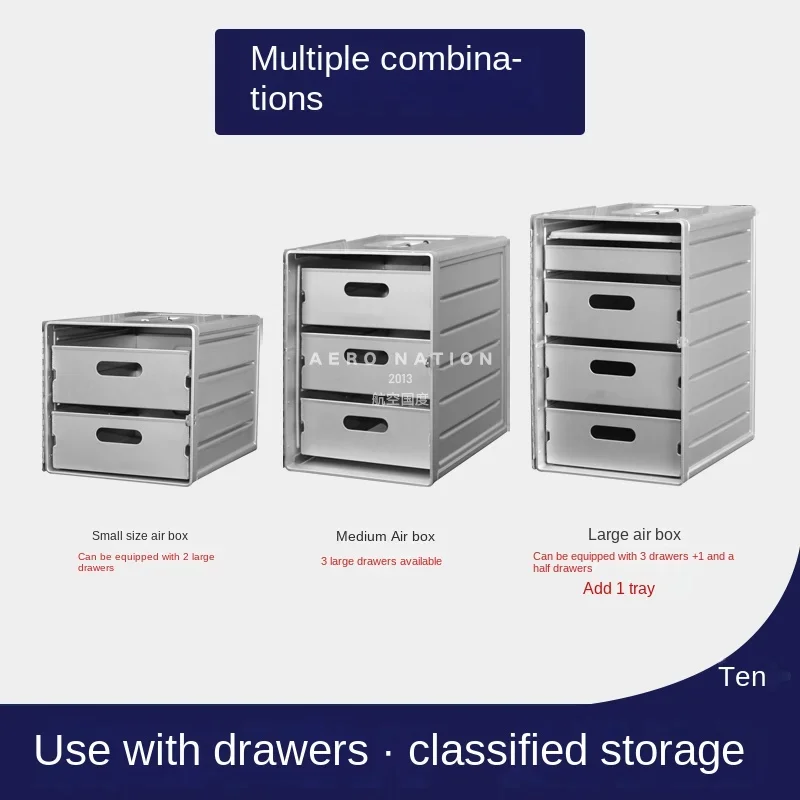 Aircraft Aluminum Storage Box Sturdy Airplane Container Corrosion-Resistant Drawer-Style Cabinet Rust-Proof Lockable Chest